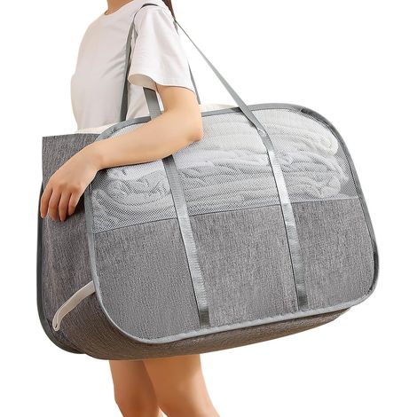 Panier à linge pliable avec poignée pratique, panier à vêtements de 95 litres pour le rangement, panier à vaisselle gris. (1/5)