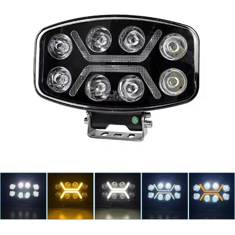 Puissant phare à diode LED / lampe halogène 12–24 V 90 W blanc-jaune pour ATV, jeep, camion, tracteur et machines agricoles