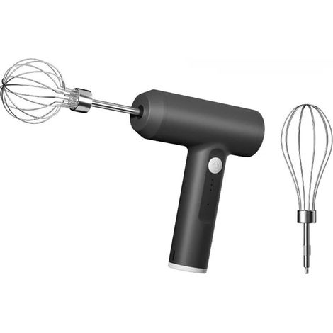 Batteur électrique sans fil 3 vitesses – batteurs inox et séparateur d’œufs – pour crème fouettée et pâte – rechargeable 800mAh – Noir
