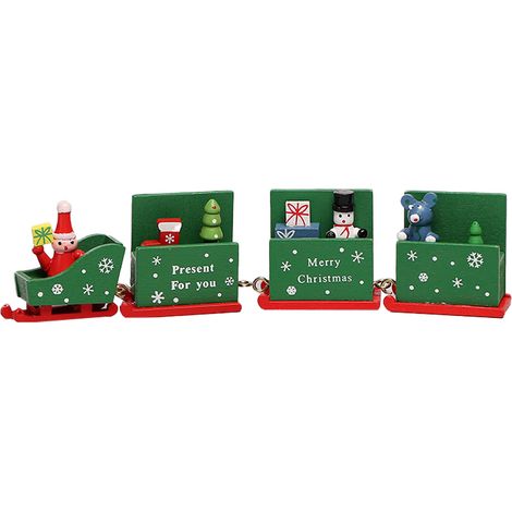 Tren De Navidad De Madera Pintada - Decoración Navideña - Juguetes Para Niños - Adorno Para Mesa Navideña - Unidad (1/5)
