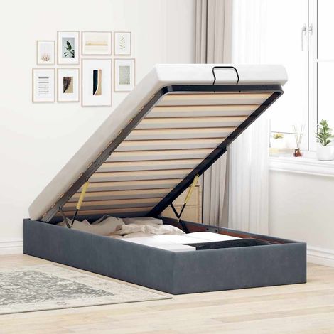 Ottoman-Bett ohne Matratze Dunkelgrau 80x200 cm Samt (1/5)