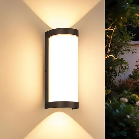 24W LED Lampe d'extérieur Murale, IP65 étanche 2700LM Applique Murale Intérieur/Extérieur, 3000K Blanc Chaud Lampe d'extérieur Moderne, Aluminium Applique Murale pour Terrasse, Entrée, Noir (1/5)
