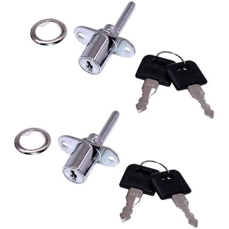 Serrure à Tiroir pour Avec Clé Serrure à Piston pour Poussoir Avec Clé pour Classeurs Armoire Vitrine Argent 2Pcs (1/5)