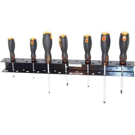 Support mural magnétique tournevis - Organiseur 23 emplacements 32 cm - Bande rangement vis robuste Lumiryn (1/5)