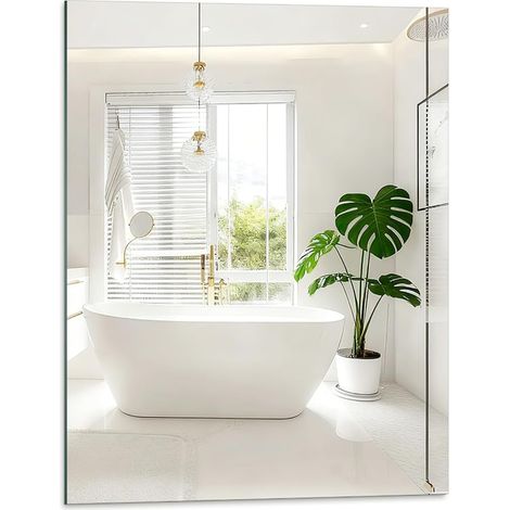 Bathroom Mirror 50 × 40 cm, Adhesive Wall Mirror for Tiles (1/5)