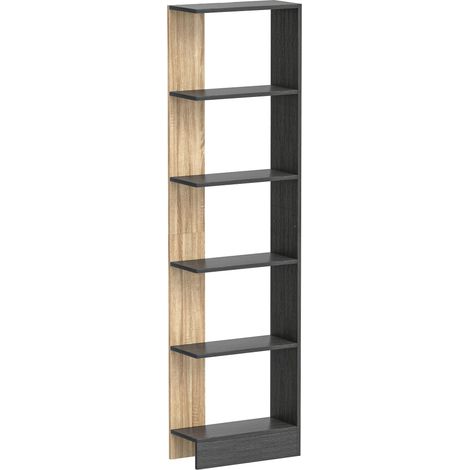 Bibliothèque étagère à 5 casiers ouverts 45x21x170 cm noir chêne, rangement meuble bibliothèque (1/5)