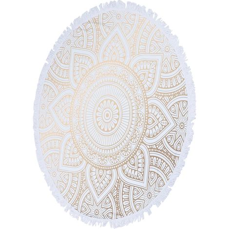 Drying Round Microfiber Beach Towel with Mandala and Fringe