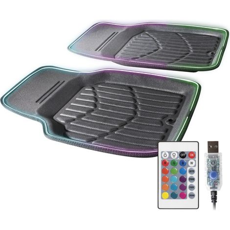 LED-Gummimatte Glow mit Farbauswahl, PKW-Fußmatte mit Lichtfunktionen und Fernbedienung (1/4)