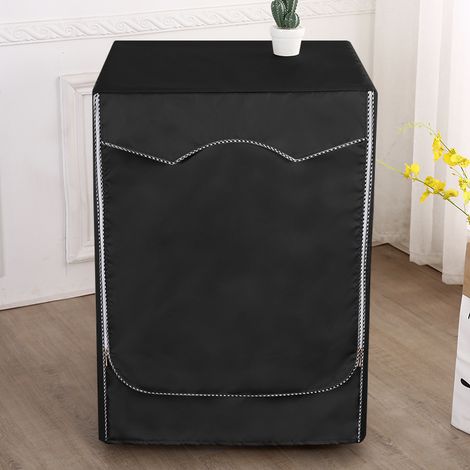 SHINING HOUSE Funda para lavadora de interior, funda impermeable para lavadora, funda para lavadora de exterior, con aberturas frontales, color negro, 60 x 55 x 85 cm (1/3)