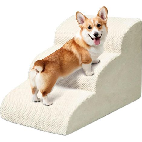 3-stufige Hundetreppe, hochdichter Schaumstoff, waschbarer Bezug, rutschfest, für Bett und Sofa (1/5)