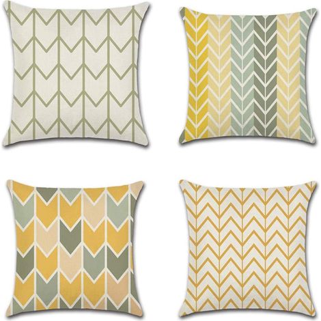 Housse de Coussin Plante Feuilles Géométrique Motif Taie d'oreiller pour Canapé Maison Salon Chambre Décoration D'intérieur, 45x45cm, Ensemble de 4 pièces(Flèche) (1/2)