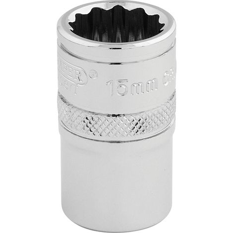 Draper Expert 33136 1/2 Inch Drive Hi-Torq® 12-Point Metric Socket (15mm) in Polished Chrome (1/5)