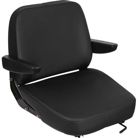 Asiento de tractor universal para carretilla elevadora con respaldo regulable y reposabrazos en esponja PU y piel sintética PVC, desmontable, fácil de montar, fácil de limpiar, 48 x 46 x 51 cm