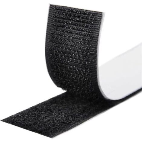 Rubans Adhésifs - 5M - Bande Agrippantes Adhésives - Bande Adhésives Ruban Scratch Hook Loop - Bande Adhésives Autoadhé pour Tous Les Types D'installations Cadre Photo - 16mm - Noir (1/5)