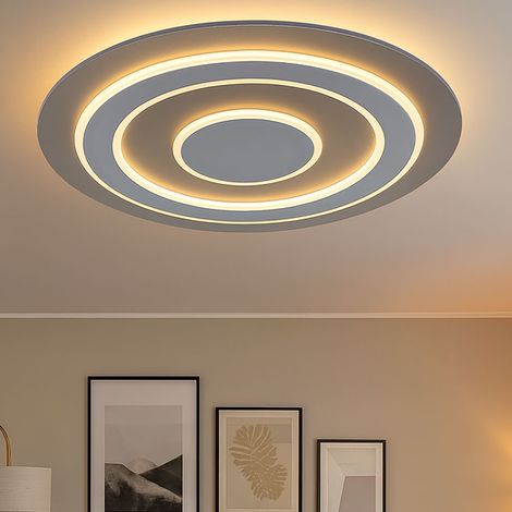 Lampada da soffitto lampada da soggiorno luce da soffitto camera da letto luce grigio antracite, metallo MDF, LED 50W 1800lm 3000K bianco caldo, DxH 60x4,6 cm