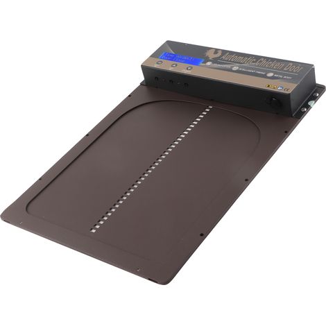 Porte Automatique pour Poulailler avec Minuterie, Aluminium, Écran LED HD, Alimentation par Batterie, Brun, pour Ferme (1/5)