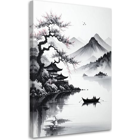 Wandbild Landschaft im japanischen Stil 70x100 cm