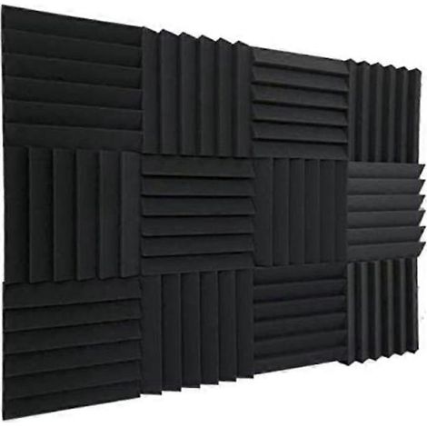 Lot de 12 panneaux acoustiques en mousse, dalles biseautées, isolation acoustique haute densité pour l'isolation phonique de la maison ou du studio, 30 x 30 x 5 cm (1/5)
