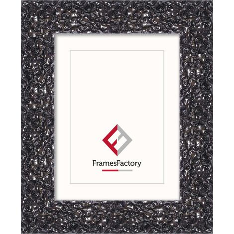 Cornice portafoto decorativa Jula formato A4, stile barocco grafite. (1/5)
