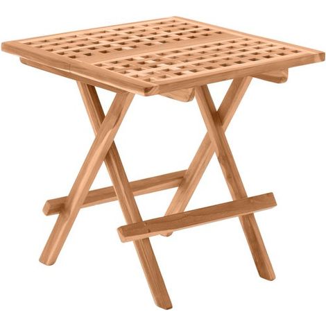 Table d'appoint de jardin pliante en bois de teck carrée pour balcon et terrasse 50x50 cm - PANGIVO (1/5)