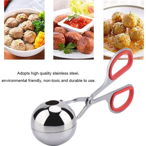 Moule à boulettes de viande en acier inoxydable 304, outil de préparation des boulettes, poignée antidérapante, grand moule à boulettes. (1/5)