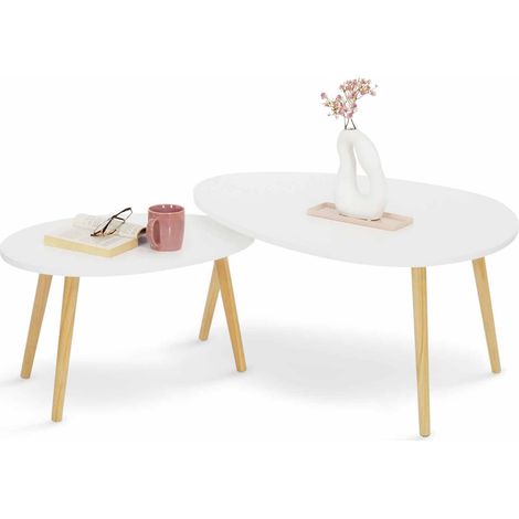 Set di 2 tavolini nidificanti GAIA laccato bianco scandinavo (1/5)