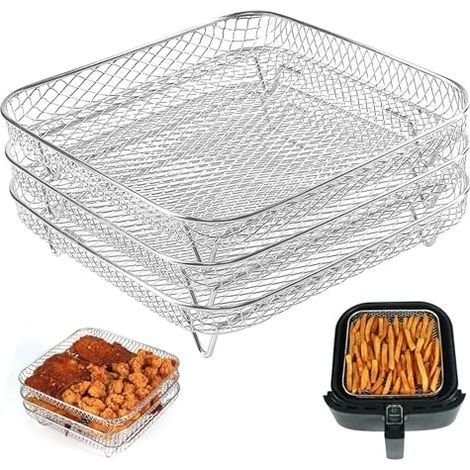 Rack de friteuse à air 3pcs empilable 8,27 Pouces carrés de Tour de Tour Panier de frite (1/5)