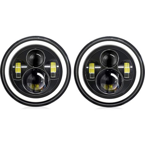 TONYSA Phares LED 7 pouces et feux de jour pour voitures, phares H4 étanches IP67, adaptés aux véhicules 9-30V, voitures et motos (lot de 2)