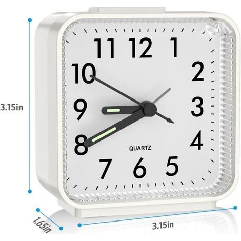 Réveil Matin, Réveils Analogiques à Quartz Numérique 3D, Petite Réveil Silencieux sans Tic-Tac, Veilleuse et Snooze - ORIA