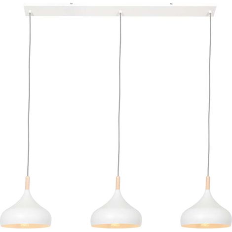 Sienna Bjorr Plafonnier Suspension Straight Bar Blanc Mat, Détails Couleur Bois (1/5)