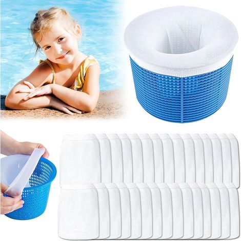 30 Stück Poolskimmer-Socken, elastische Poolskimmer-Filtersocken, Skimmerkorb-Socken, Poolskimmer-Socken zum Auffangen von Blättern und Schaum (1/5)