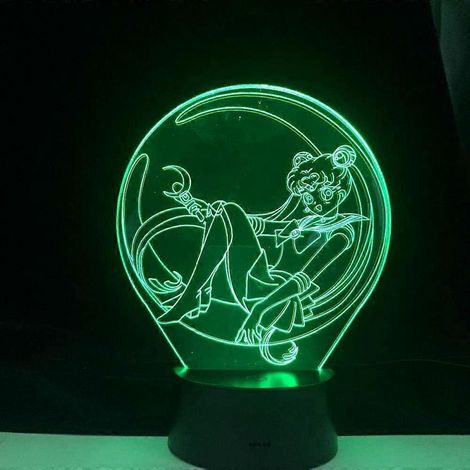 SCSYV Sailor Moon 3D-Nachtlicht, 7-farbig wechselnde 3D-LED-Lampe, Kinderzimmerdekoration, ferngesteuertes Spielzeug. (1/5)