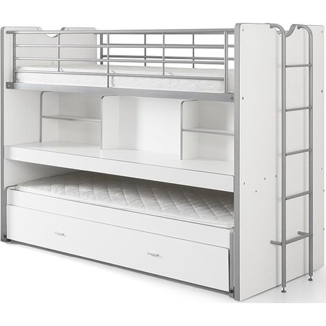 Lit combiné 80 90x200 Sommier Inclus Vipack Bonny - Blanc