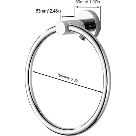 Porte-Serviettes, Anneau Porte Serviette chromé, Anneau Porte-Serviettes Mural en Acier Inoxydable 304 (1/5)