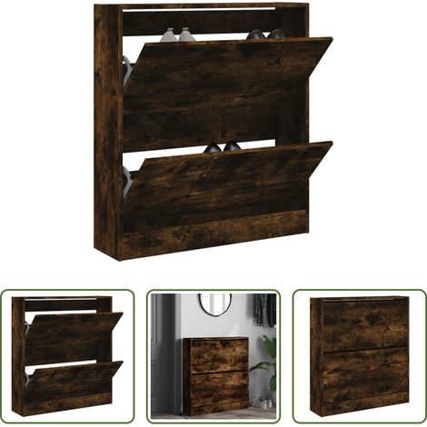 vidaXL Schuhschrank für kleine Räume - Schuhschrank Räuchereiche 80x21x87,5 cm Holzwerkstoff (1/5)
