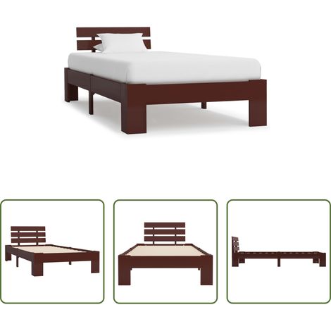 Cadre de lit - Cadre de lit sans matelas marron foncé bois pin massif 90x200cm (1/5)