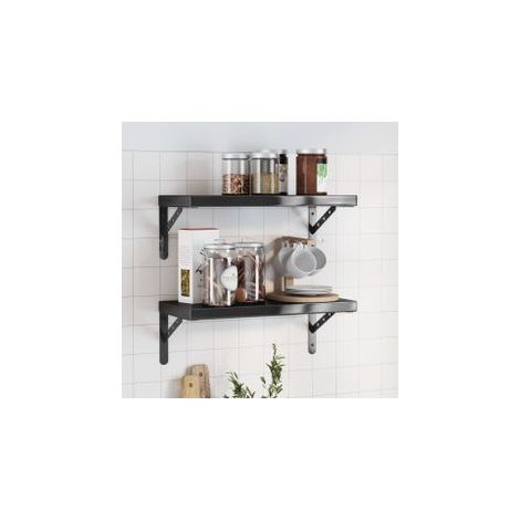 Étagères murales 2 pcs 50x23,5x3 noir acier inoxydable