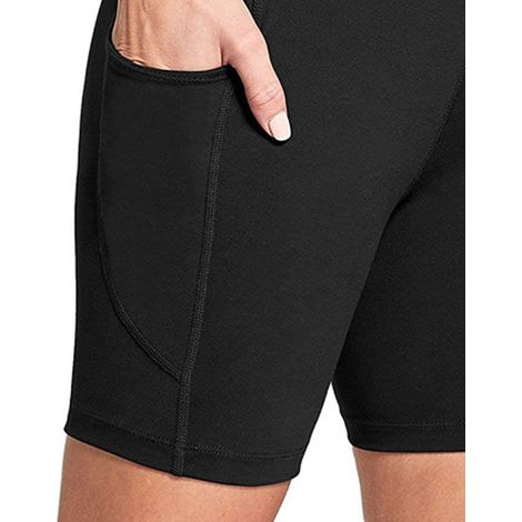 Hochgeschnittene Sportshorts aus sehr dehnbarem Material, ideal für Fitnessstudio, Yoga, Laufen und mehr. Schwarz, Größe L. (1/4)