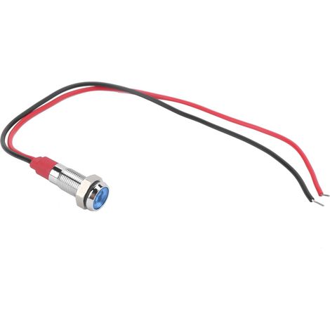 Lampe témoin LED métal 6mm étanche pour tableau de bord voiture camion bateau avec fil bleu 6V (1/5)