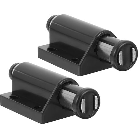 Bloque Porte Aimant Magnétique pour Porte D'armoire Système Push To Open, Plastique Noir, 2 Pièces, pour Meubles et Placards (1/5)