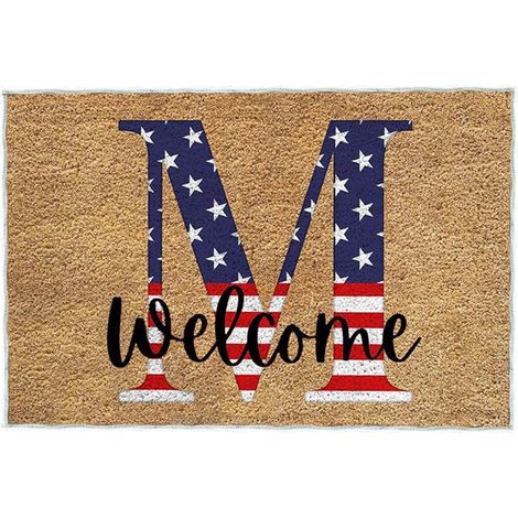 Tapis De Seuil - Tapis D'Entrée Patriote - 60 x 40 cm - Velours Cristal - Anti-Dérapant PVC - Intérieur Extérieur - 1 Pièce (1/4)