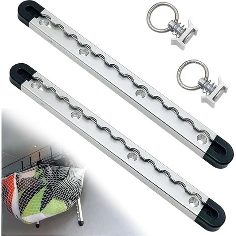 Lot de 2 rails d'aviation en aluminium semi-circulaires avec 4 embouts et 2 œillets d'arrimage, rails d'arrimage, 30 cm pour remorque, voiture, camping-car (1/5)