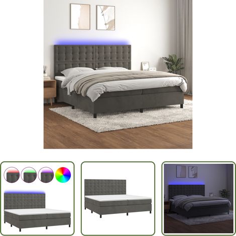 vidaXL Matelas ensaché - Sommier à lattes de lit matelas et LED Gris foncé 200x200 cm (1/5)