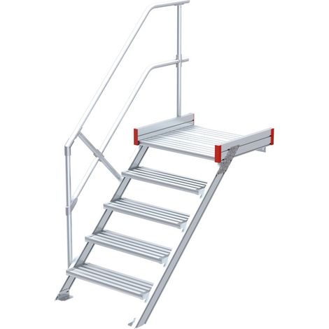 Euroline 511 Podesttreppe 45° 600mm Stufenbreite 5 Stufen Alu gerieft