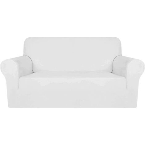 Housse de canapé en Velours Extensible, Housse de canapé pour 2 Places, Housse de canapé de Protection Lavable antidérapante pour Meubles, Housse de canapé-Blanc-2 Places (1/5)