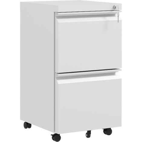 Mobile 2-Drawer Filing Cabinet with Lock,Steel File Organizer for Letter,A4,Legal Size,Pre-Assembled,White Finish