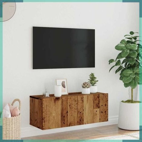 856016 Meuble TV mural vieux bois 80x30x30 cm bois d'ingénierie (1/5)