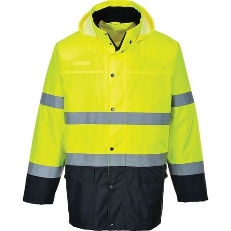 Two-tone Portwest Hi-Vis Rain Jacket Jaune / Marine XL (1/4)