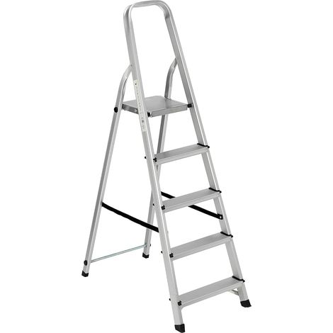 scala alluminio essenza "everest" con 5 gradini e portata massima 150 kg 91x45x159 cm (1/5)