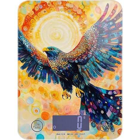 Balance de cuisine numérique à l'aquarelle oiseau facile à nettoyer (1/5)